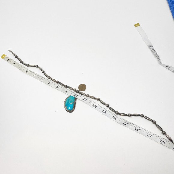 268 Native American Sterling Silver pendant on silver bead necklace